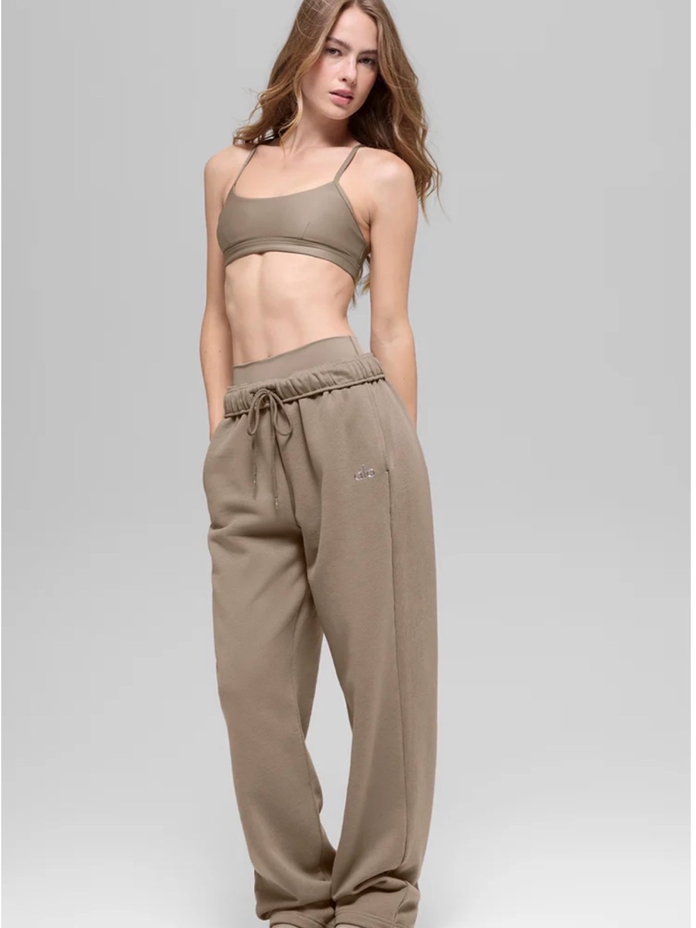Alo Yoga Accolade Straight Leg Sweatpants Taupe Beige Size S Estimated